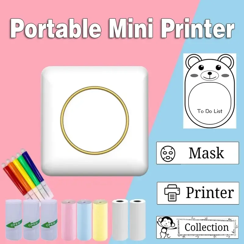 Mini Draagbare Thermische Printer Papier Foto Pocket Printer 57 Mm Afdrukken Draadloze Draadloze Printer Voor Android IOS Labelprinter