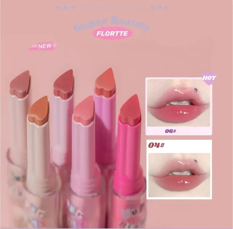 Lippenstift FLORTTE Marke Melting Balm Lippenstift Stift Spiegel Wasser Licht Lip Glasur Feuchtigkeitsspendende Frauen Schönheit Kosmetik 230915