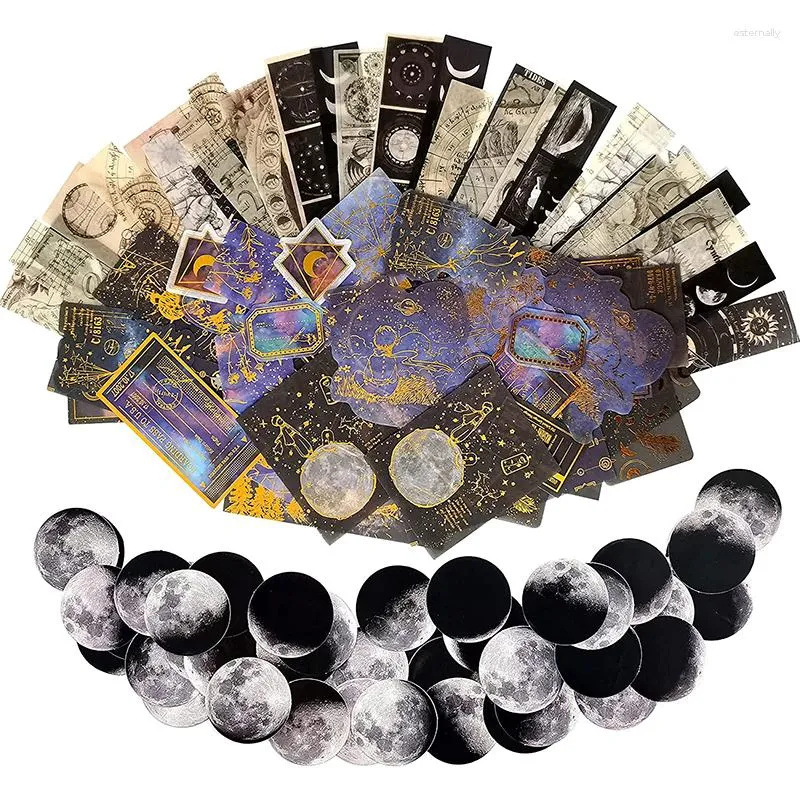 Wrap Prezent 145pcs Vintage astronomia naklejki Bronzing wszechświata Waski Space Galaxy Planets Dekoracja estetyczna dla SCR