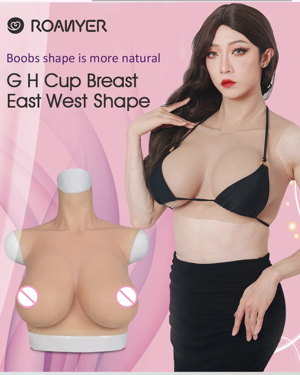 Roanyer Large Size Silicone Breast Forms D Cup Boobs Whole Body