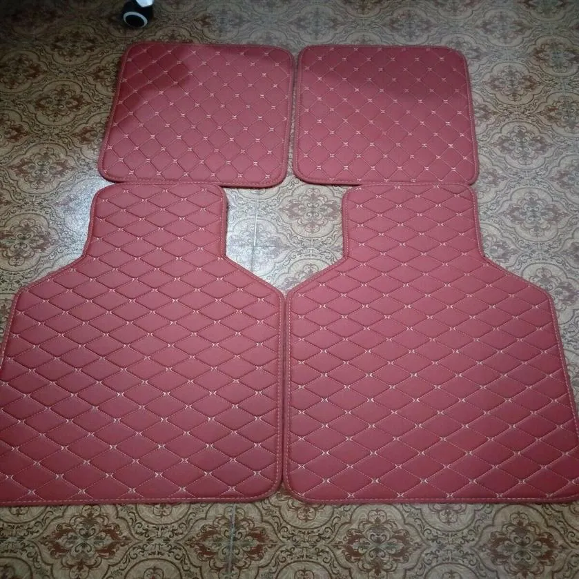 4 pezzi tappetini per auto universali in pelle PU rosso vino rivestimento anteriore posteriore Carpet276S