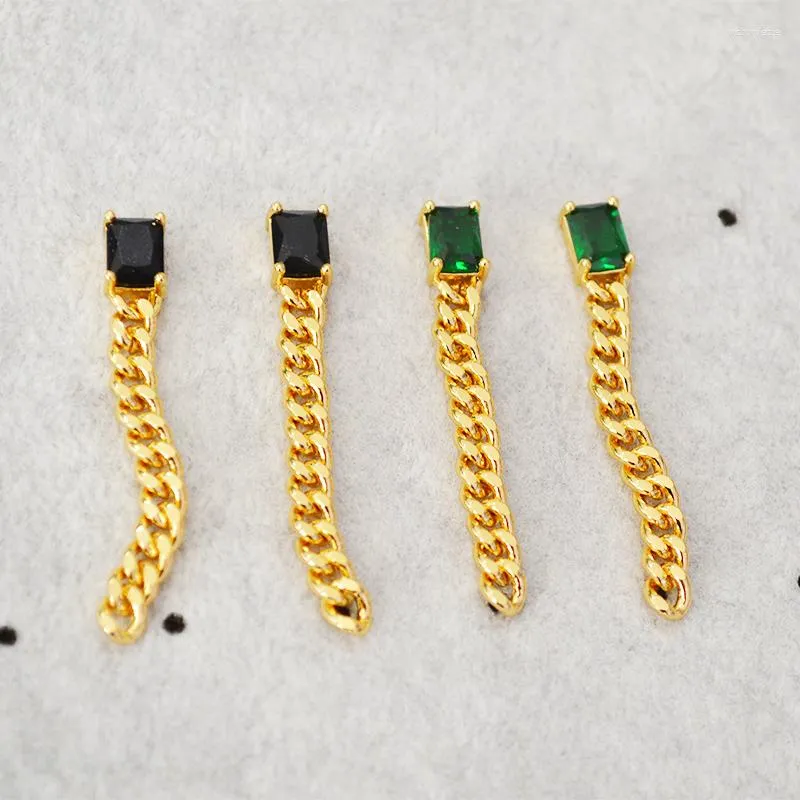 Dangle Earrings Amaiyllis 18K Gold Vintage Green Crystal Long Chain Light Luxury 925 Silver Needle Stud Jewelry For Female