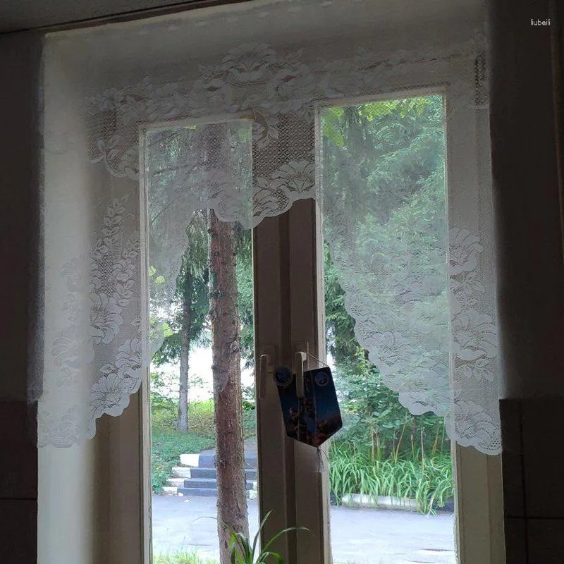 Curtain European White Lace Curtains For The Kitchen Valance Window Tulle Coffee Dividers Bedroom Roman Blinds