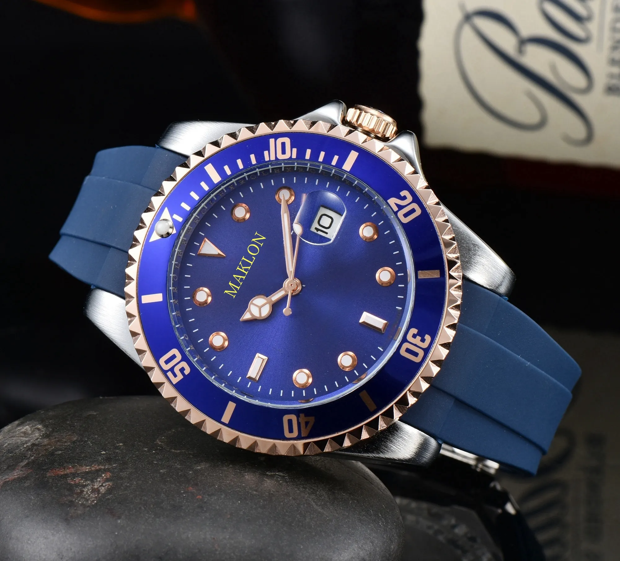 Montres de mode montre pour hommes 40mm gent montre de luxe marque montre automatique gel de silice argent haute qualité montre de luxe montres bracelet montre étanche