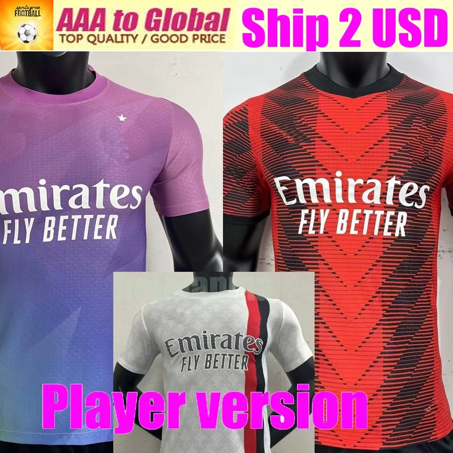 Spelarversion 23/24 AC Milans Ibrahimovic Giroud Soccer Jerseys 2023 Pulisic Theo Brahim Tonali Rafa Leao S.Castillejo Kessie Saelemeekers Football Shirt