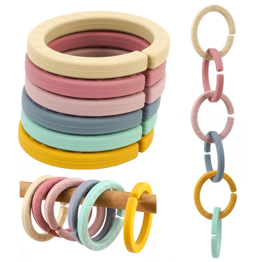 Beißringe Spielzeug 6PCS Baby Beißring Silikon Armband Zahnen Stick Artikel Spielzeug geboren Anti Essen Hand Beruhigen Zubehör 230915