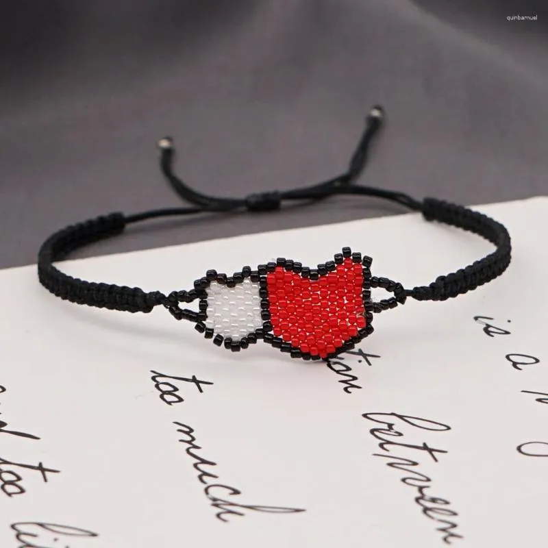 Link Bracelets Fashion Casual Charm Bracelet Men Heart Pattern Rope Chain Women Jewelry Accessories Acrylic Beads