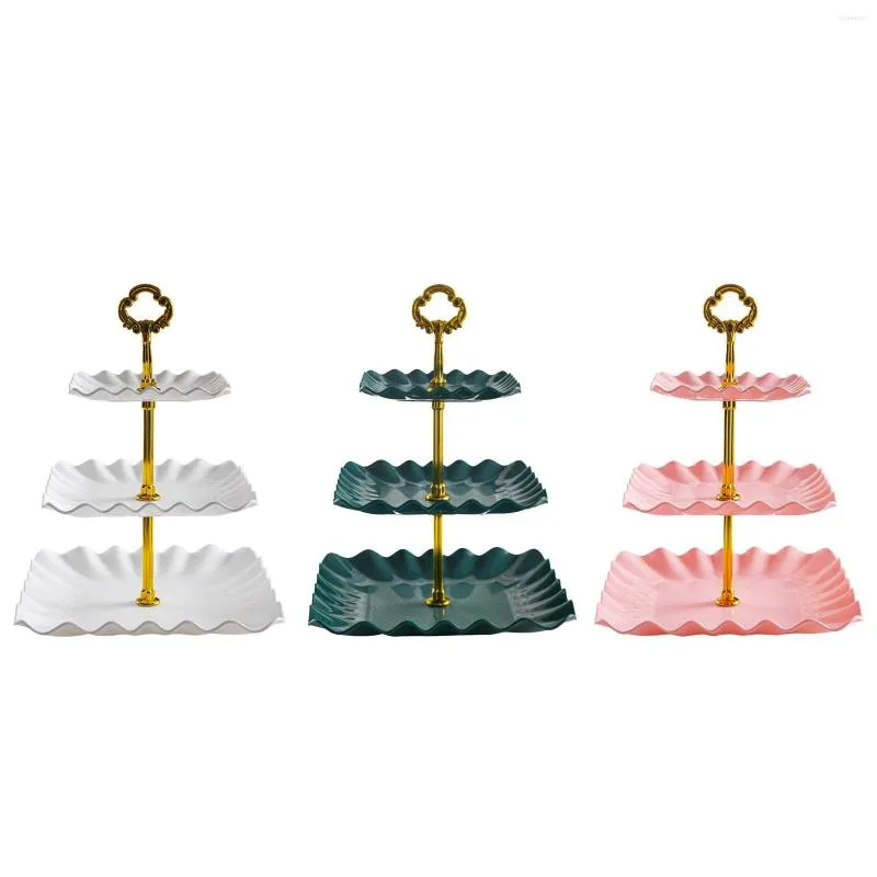 Tallrikar Cupcake Stand 3 Tier Plastic Cookie Tower för födelsedagsbröllopsfester