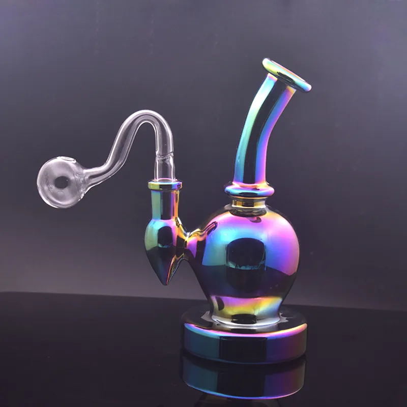 Dhl Gratis 7 inch Glazen Oliebrander Bong Waterpijpen 14mm Vrouwelijke Olie Dab Rig Regenboog Dikte Recycler Asvanger Bongs met Mannelijke Glazen Oliebrander Pijp Goedkoopste Prijs