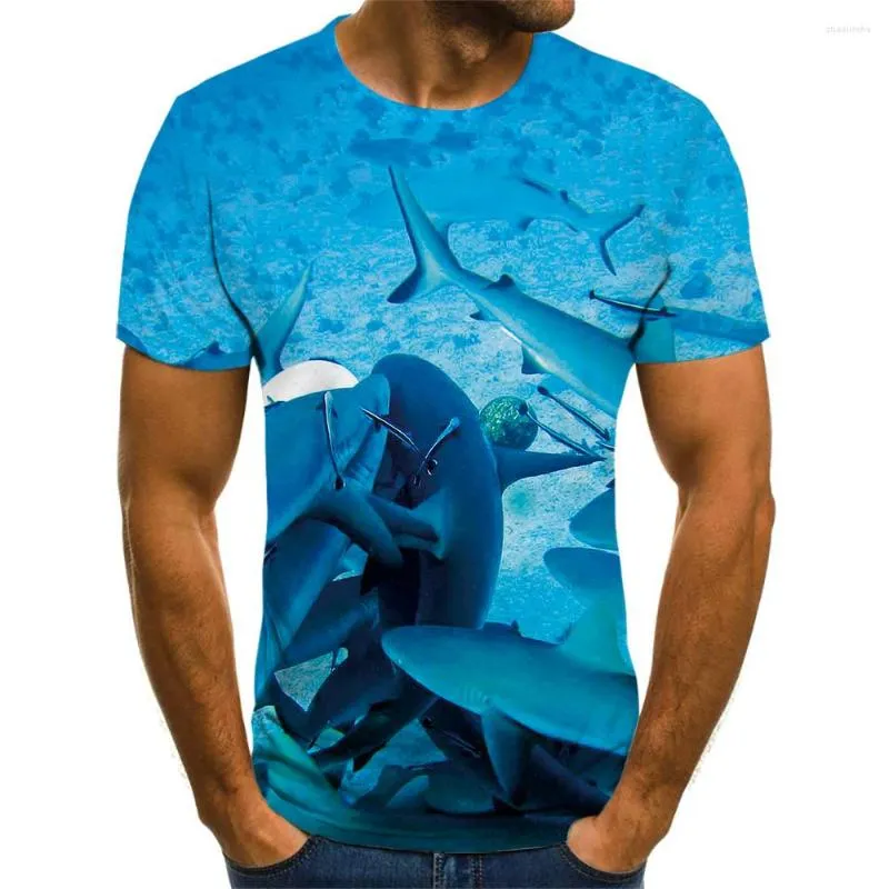 Men's T Shirts 2023 Summer Short Sleeve Sports Fitness T-Shirt Warm Fashion BreaThable Deep Sea Shape Top