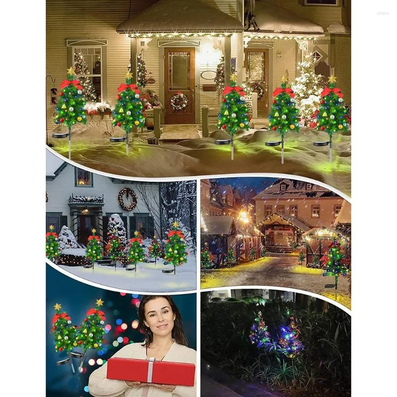 Christmas Decorations 2PCS Garden Light With Star Solar LED Tree Landscape IP65 Waterproof Pathway Xmas For Outside