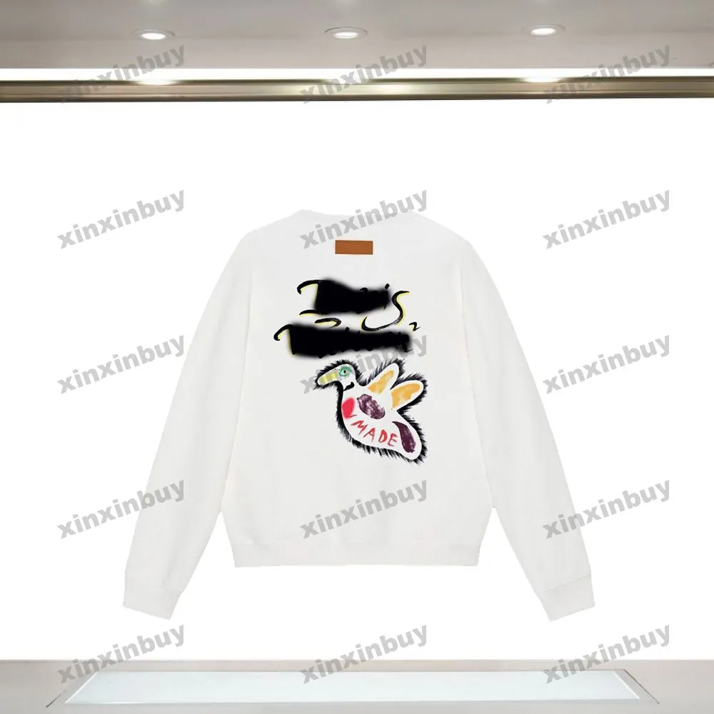 Xinxinbuy Men Designer Hoodie Sweatshirt 23SS Bird Duck Graffiti Back Print Långärmkvinnor Black Green Brown Grey White XS-XL