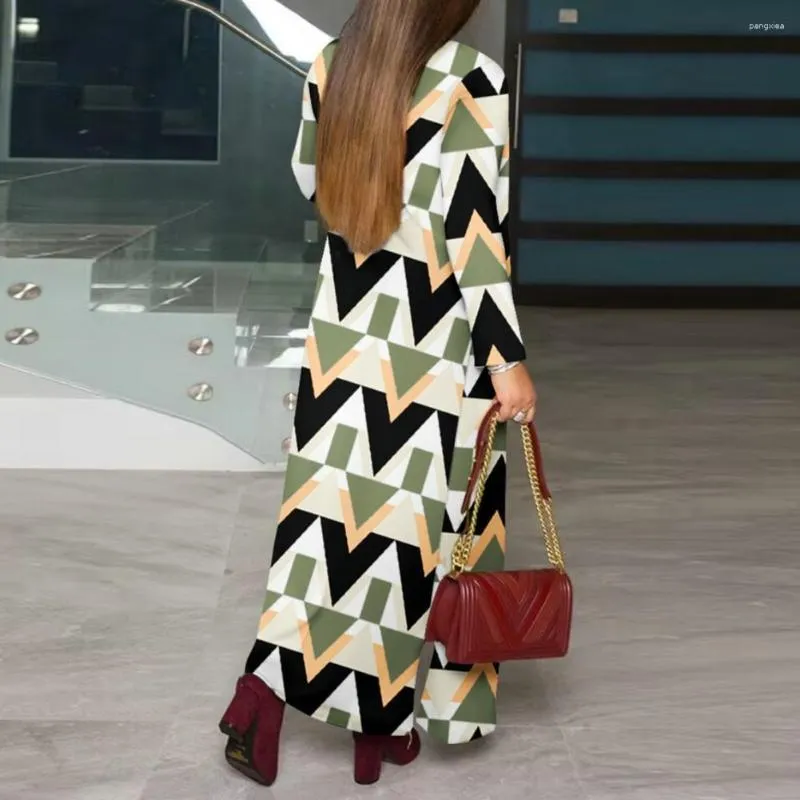 Trench femminili Coat stampato Cardigan Coat stampato geometrico Contrasto Colore Elegante Spring/Autunno Sleeve Long Open per streetwear