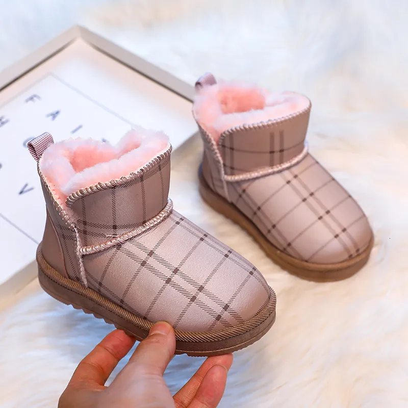 Stiefel Baby Mädchen Casual Schnee Vielseitig Winter Koreanischen Stil Lila Einfache Wasserdichte Kinder Mode Jungen Runde Zehe Knöchel 230915