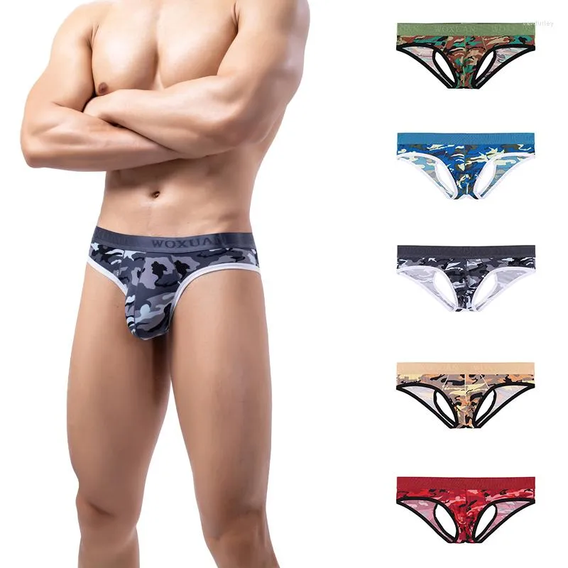 Sous-vêtements Camouflage Sexy Hommes Sous-vêtements Jockstrap Bikini G-strings Strings Slips Sans Dossier U Poche