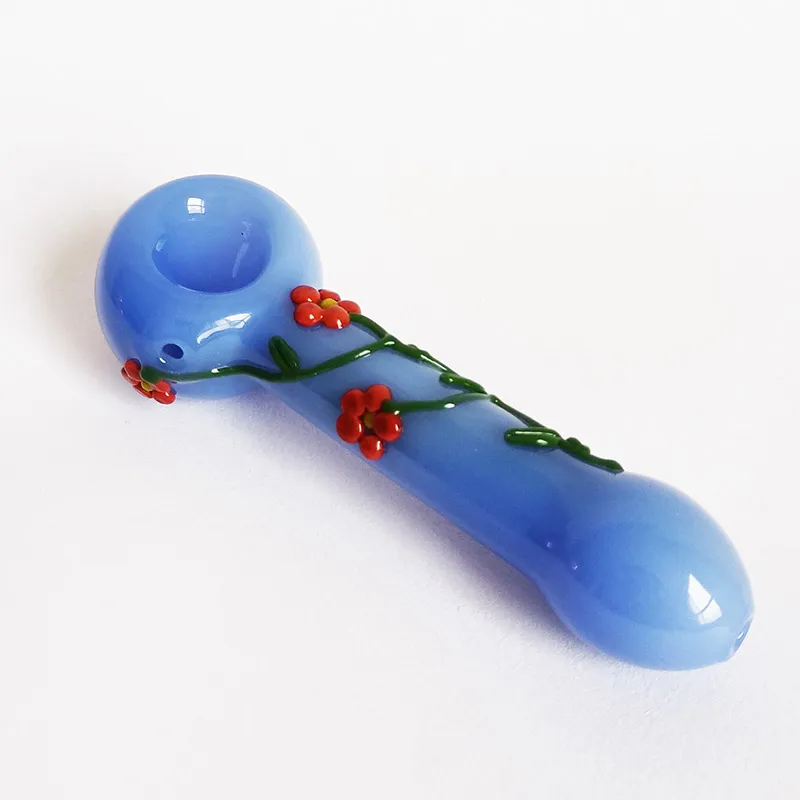 2023Factory Sale Purple Flower Glass Hand Pipes Wholesale Smoking Burner Accessories Tobacco Rig 12cm Length