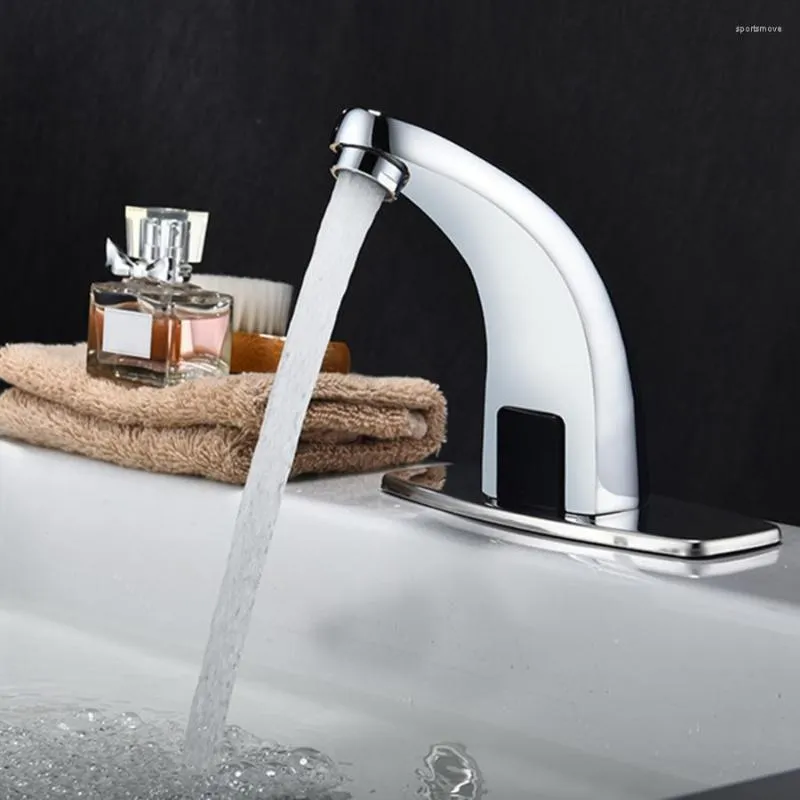 Rubinetti per lavandino del bagno G1 / 2in Rubinetto per acqua con sensore a infrarossi automatico senza contatto in rame Rubinetto per lavabo per casa e ufficio