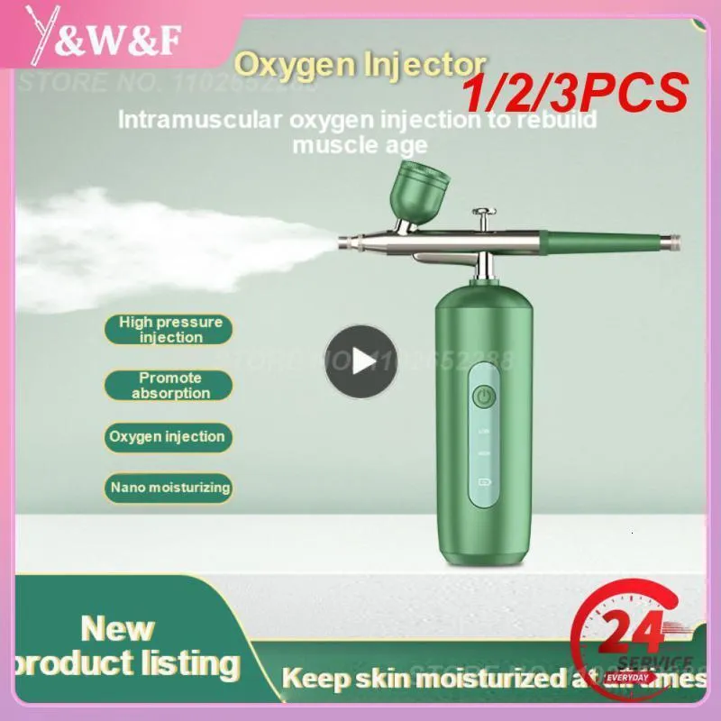 Vaporizador 1/2/3PCS Inyector de oxígeno de alta presión Poros Limpieza facial Vaporizador Belleza Aerógrafo para tatuaje Nail Art Mist Nano Sprayer Nail 230915