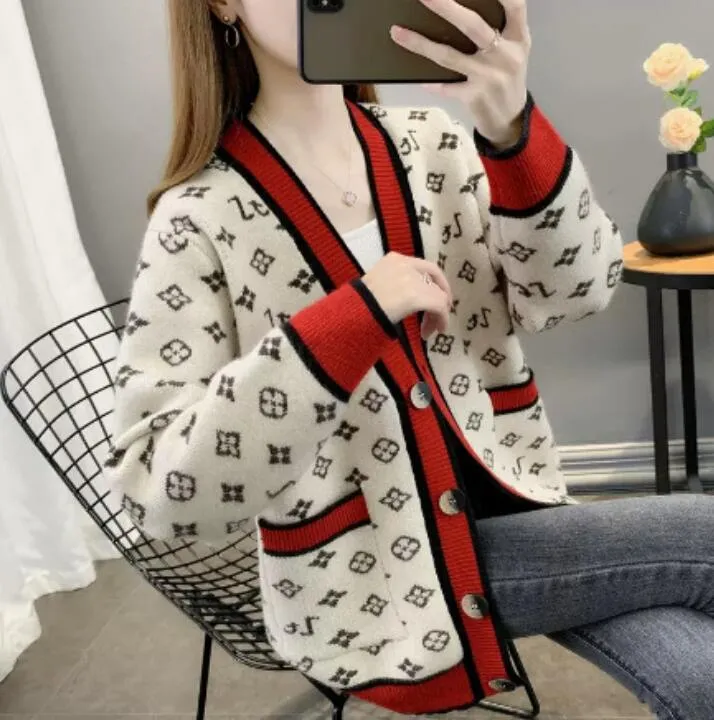 Women's Sweaters Round neck striped fashion Luxury Designer Women High End Jacquard Cardigan knitting Sweater Coats