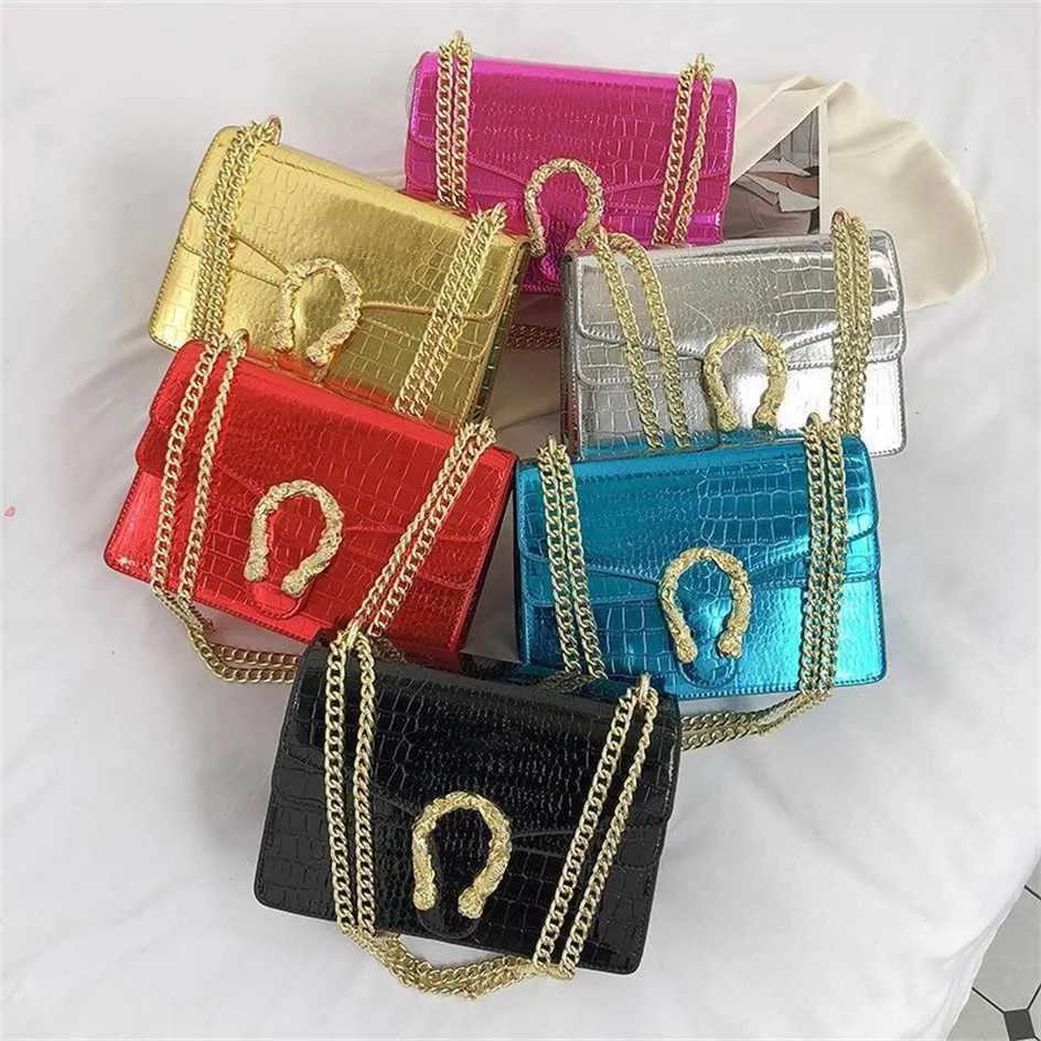 Lacquer leather glossy women's 2023 new fashion chain small square with flip cover double compartment mirror face trendy 88% Off Online sales