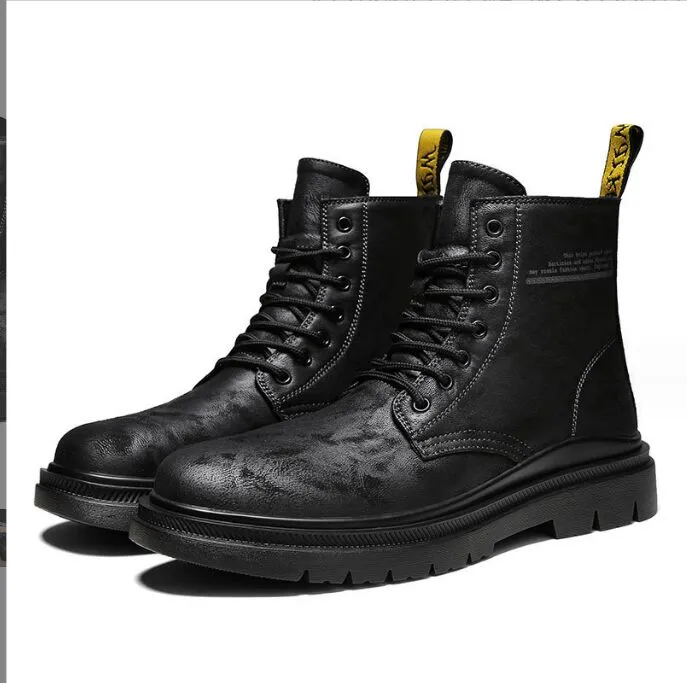Men Boots Slip-on imperméable bottines hommes Brogue mode bottes en cuir microfibre chaussures Zapatillas Hombre pour garçons chaussures de fête 38-45