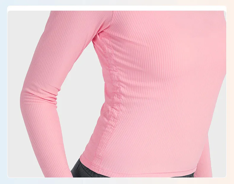 L 018 Women Yoga Long Sleeve T Shirts Side Waist Elastic Folds Sports Tops  Ribbed Shirt Stretchy Slim Skin Friendly Fitness Tee For On The Move From  Wslly104104, $14.8