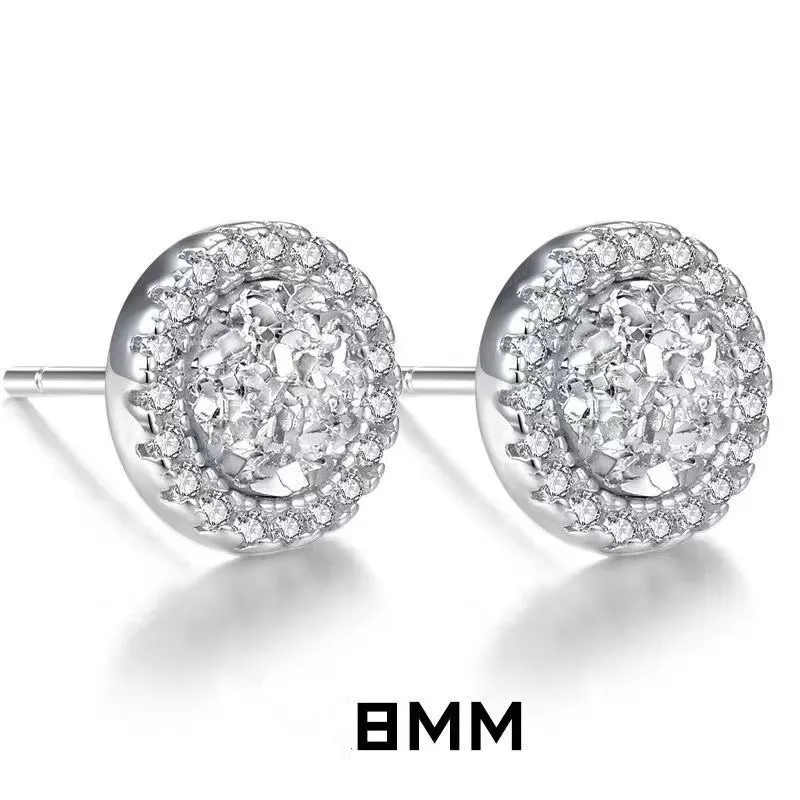 Stud Nya Desinger-smycken för män S925 Silver Six Claw Inlaid med diamantörhängen Hip-Hop Trend Zirconia Stone Earrings Studs Rock Rapper Jewelry Gifts