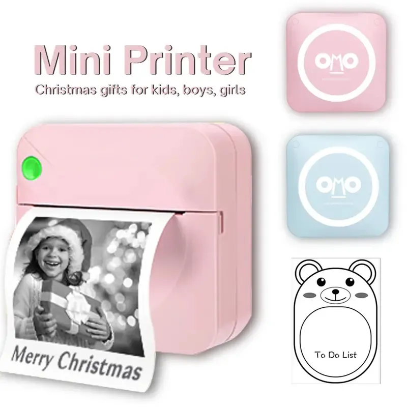 Mini Photo Printer Portable Wireless BT Thermal Photo For IOS Android Mobile Phone, Inkless Printing Gift Study Notes Label Receipt