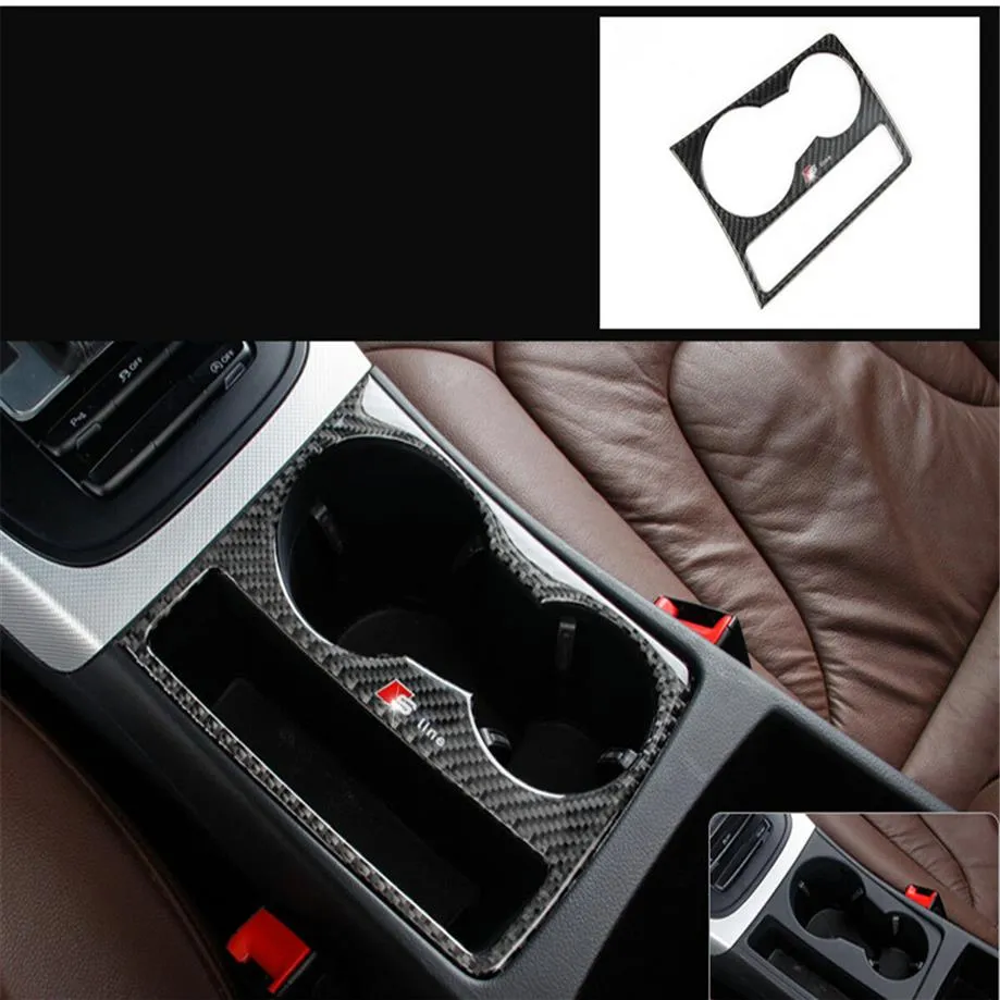 Refit for AUDI A5 A4 L15 Carbon Fiber Interior Water Cup Holder Dashboard Trim223f