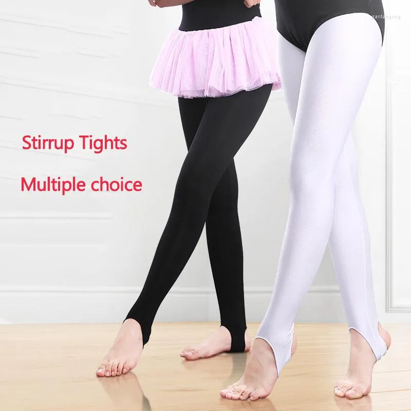 Scene Wear Girls Stirrup Tights Pants Kids Gymnastics Leggings Skinny Ballet Dance Thin Spandex Bomull/tjockare sammet