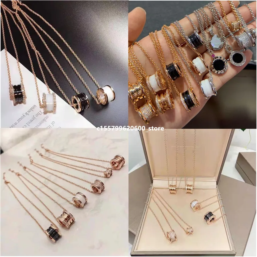 925 Luxe Designer Zilver B Gree Kleine Rode Ketting Hanger Set met Diamant Letter 18k Rose Goud Zwart Keramiek Lente Cadeauketting Valentijnsdag Cadeau Unisex