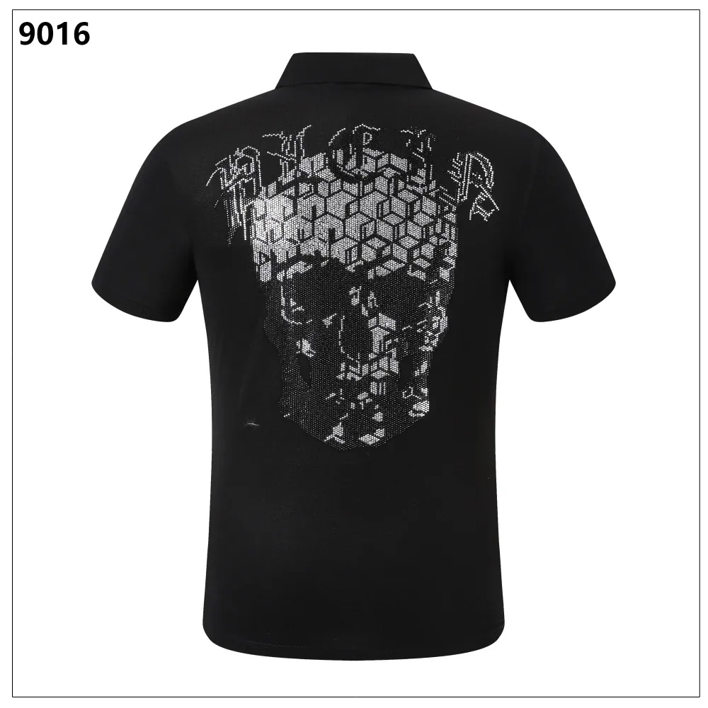 NEW PP Men Polo Shirt Summer Skull Diamond Phillip Plain Short Sleeve Designer T Shirt Harajuku Tee Brand Skulls Print Tops Streetwear WP9016