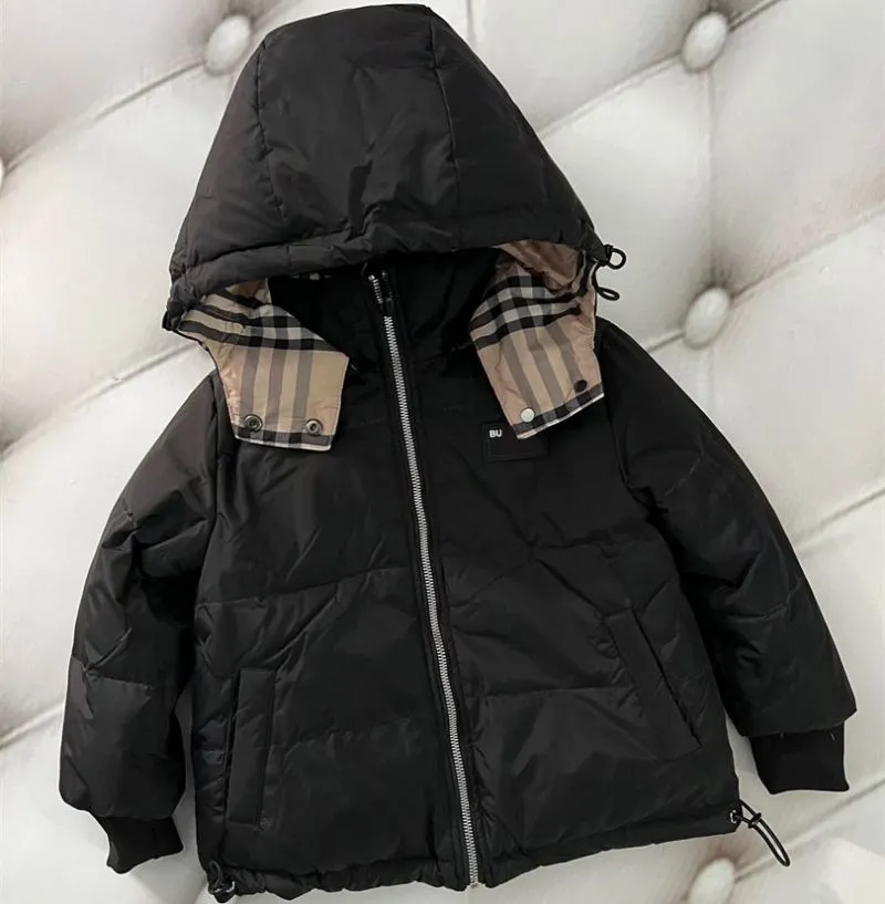 children kids puffer down coats designer hooded reversible plaid coat fashion girls boys hoodie winter warm duck down jackets childrens brown baby clothes