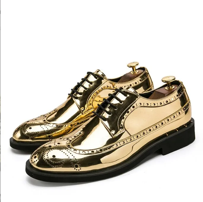 Men's Gold PU Loafers Lace-Up Dress Shoes Flat Heel Sizes 38-46 from Dhgate Dress  Shoes - price 46.24
