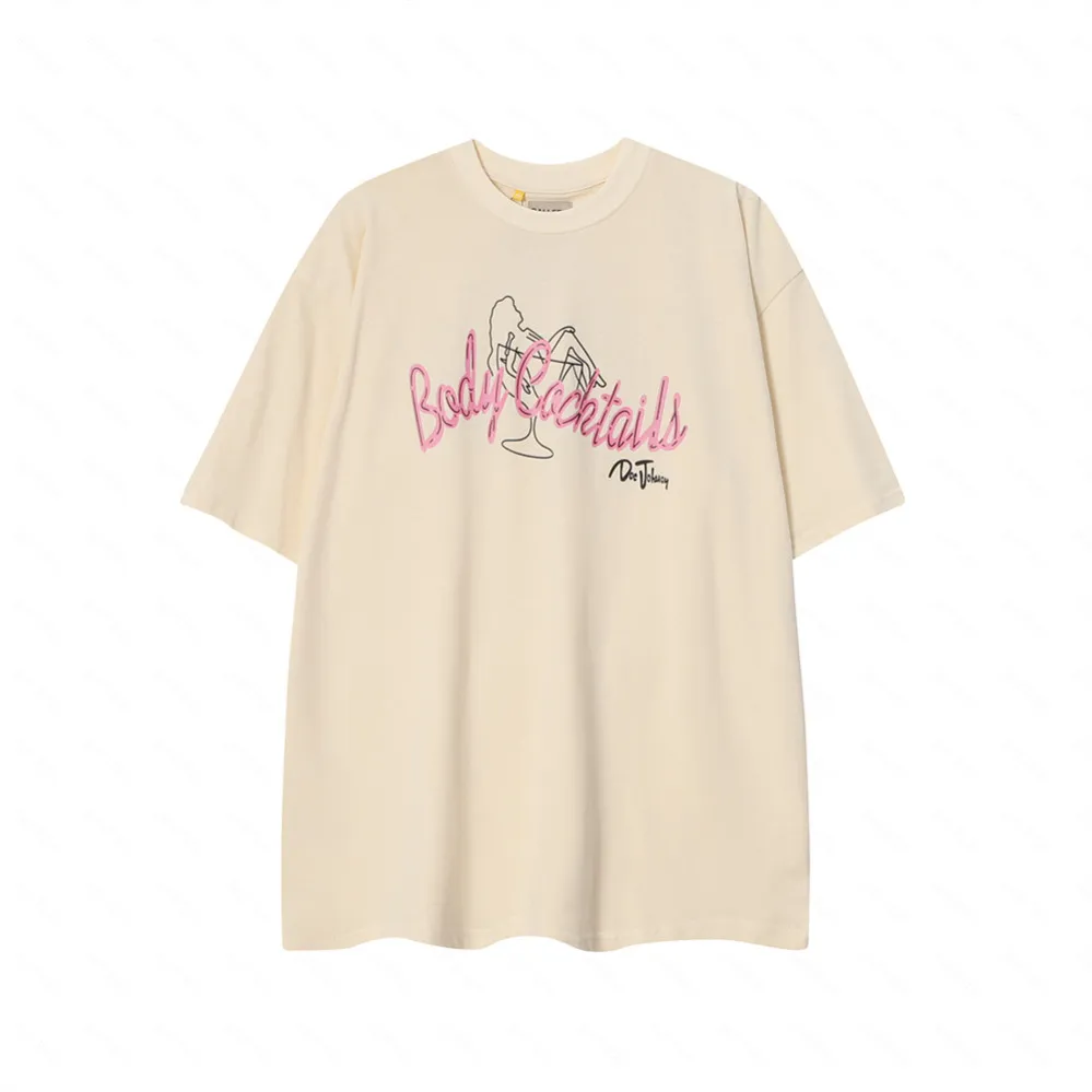 Gallerie DEPT Harajuku 23SS Timbro vintage in oro lavato Lettere BODY COCKTAILS T-shirt con logo stampato T-shirt ampia oversize Hip Hop unisex a maniche corte MVS