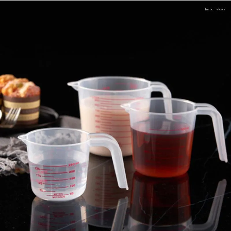 Outils de mesure, pichet en plastique de 250/500/1000Ml, bec verseur, Surface domestique transparente avec cuisson de cuisine graduée