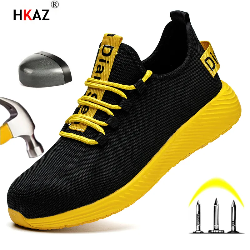 Dress Shoes Unisex Sport Styles Breathable Lightweight Men Boots Indestructible Safety Shoes Women Steel Toe Work Boots 230915