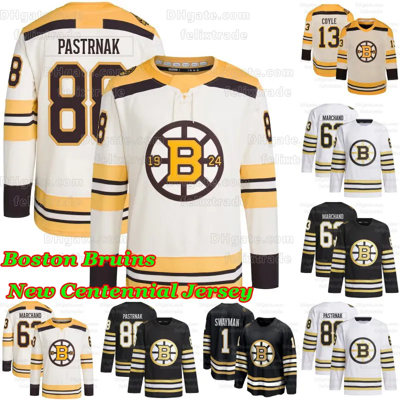 Maglia New Centennial dei Boston Bruins Patrice Bergeron Hampus Lindholm Matt Grzelcyk Taylor Hall Charlie McAvoy Brad Marchand David Pastrnak Craig Smith