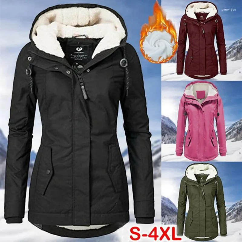 Dames Trenchcoats Mode Warme Jas Uitloper Bont Gevoerde Winter Parka Met Capuchon Overjas Vrouwelijke Hoodie Jurk Dameskleding