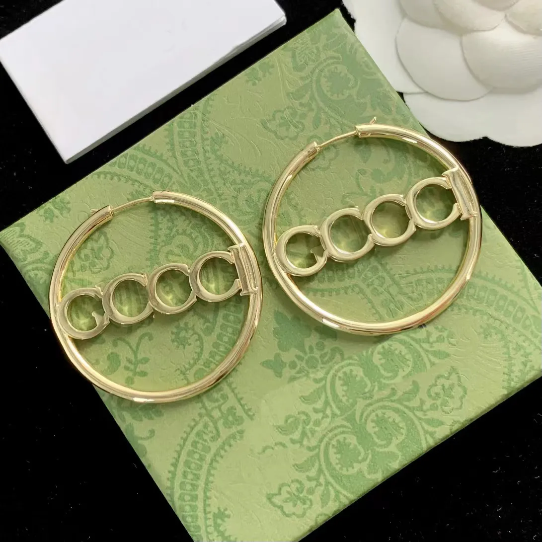 Mode Brief Hoop Huggie Gold Luxus Designer große Kreis Ohrringe Damen Hochzeit Party Geschenk Schmuck