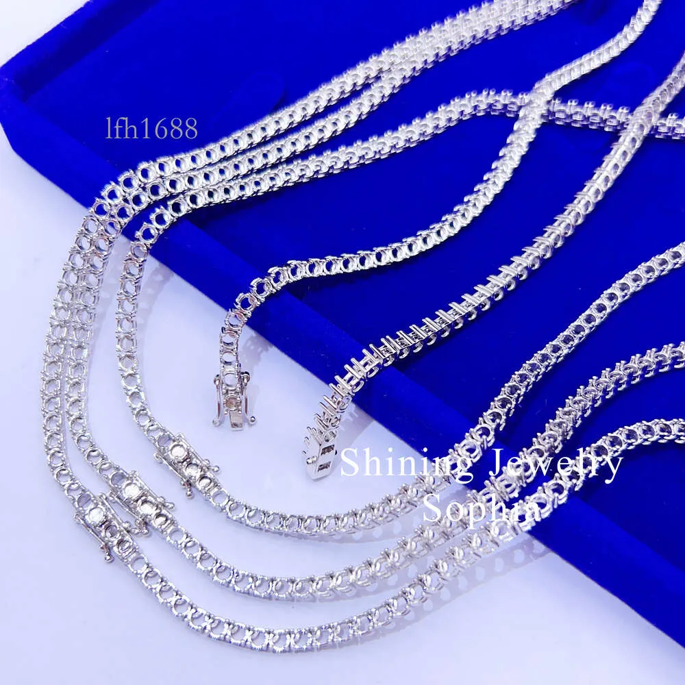 Anpassad Hip Hop Solid Gold Jewelry Halsband 10K Verkligt fast guld Unset Diamond Semi Monta Tennis Chain