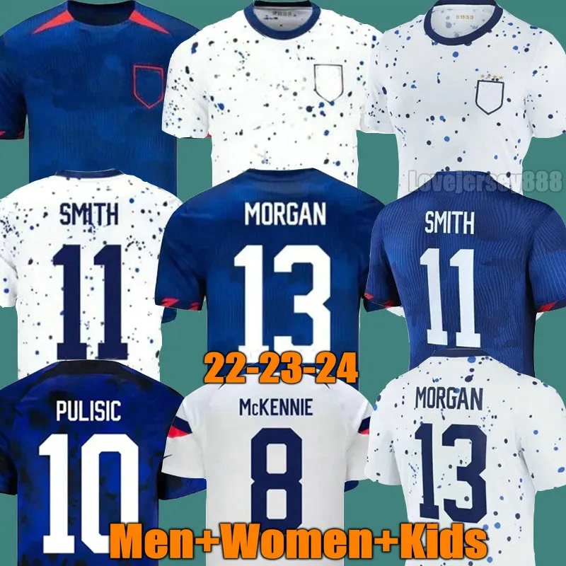 23 24 USWNT 4 Stars Женские футбольные майки Комплект MORGAN USMNT 2024 2023 Футболки Майо Американские детские комплекты Тренировочный чемпионат мира