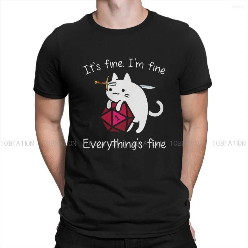 Men's T Shirts It's Fine I'm DND Men Shirt Cotton Gothic Crewneck Tee Harajuku Clothes