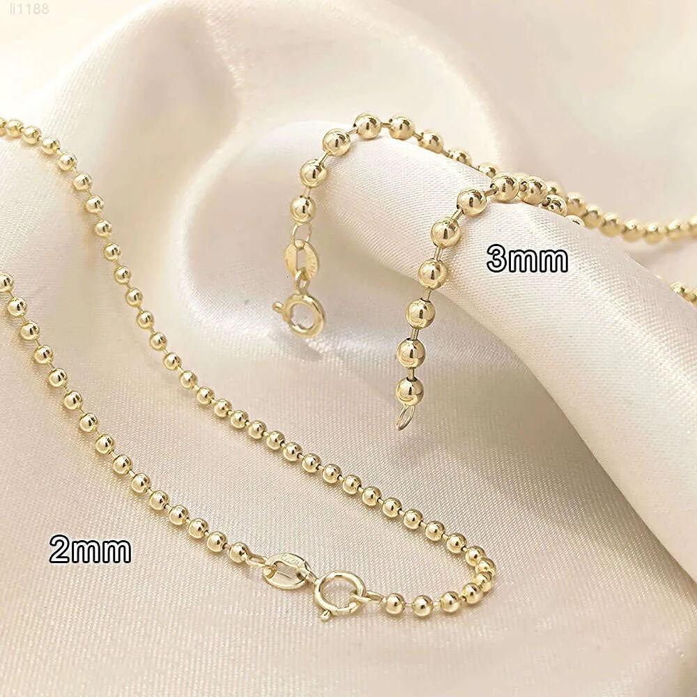 Fashion Jewelry Wholesale Italian Solid Chain 2mm 3mm Bead Gold Bulk Au750 for Women Men Necklace