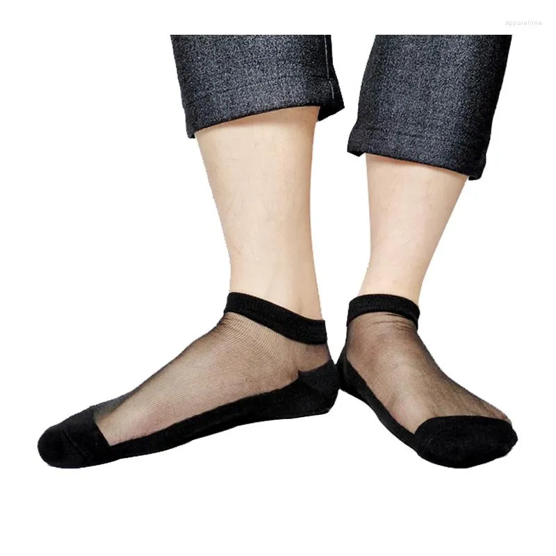 Herrensocken PEAJOA Marke Sexy Schwarze Männer Seide Transparent Homosexuell Sheer Formale Socke Fetisch Kleid Anzug 1 Paar Wahre Bilder