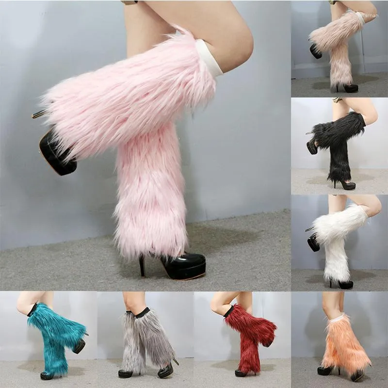 Женские носки из искусственной шерсти, плюша Y2k, высокие гетры из искусственного меха, осень-зима, выше колена, длинные сценические аксессуары для косплея