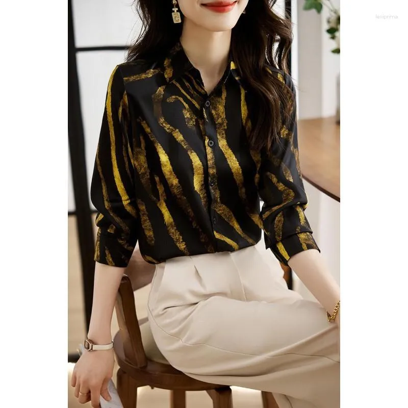 Blusas femininas ocidentalizadas e high-end sentido profissional capaz chiffon camisa camada inferior roupas estilo outono