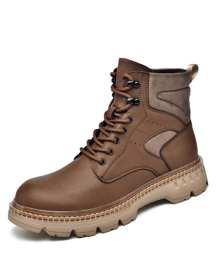 Nouveau bloc hommes bottes marron troupeau bout carré à lacets hommes bottes courtes pour hommes Botas De Hombre hommes bottes pour garçons chaussures De fête