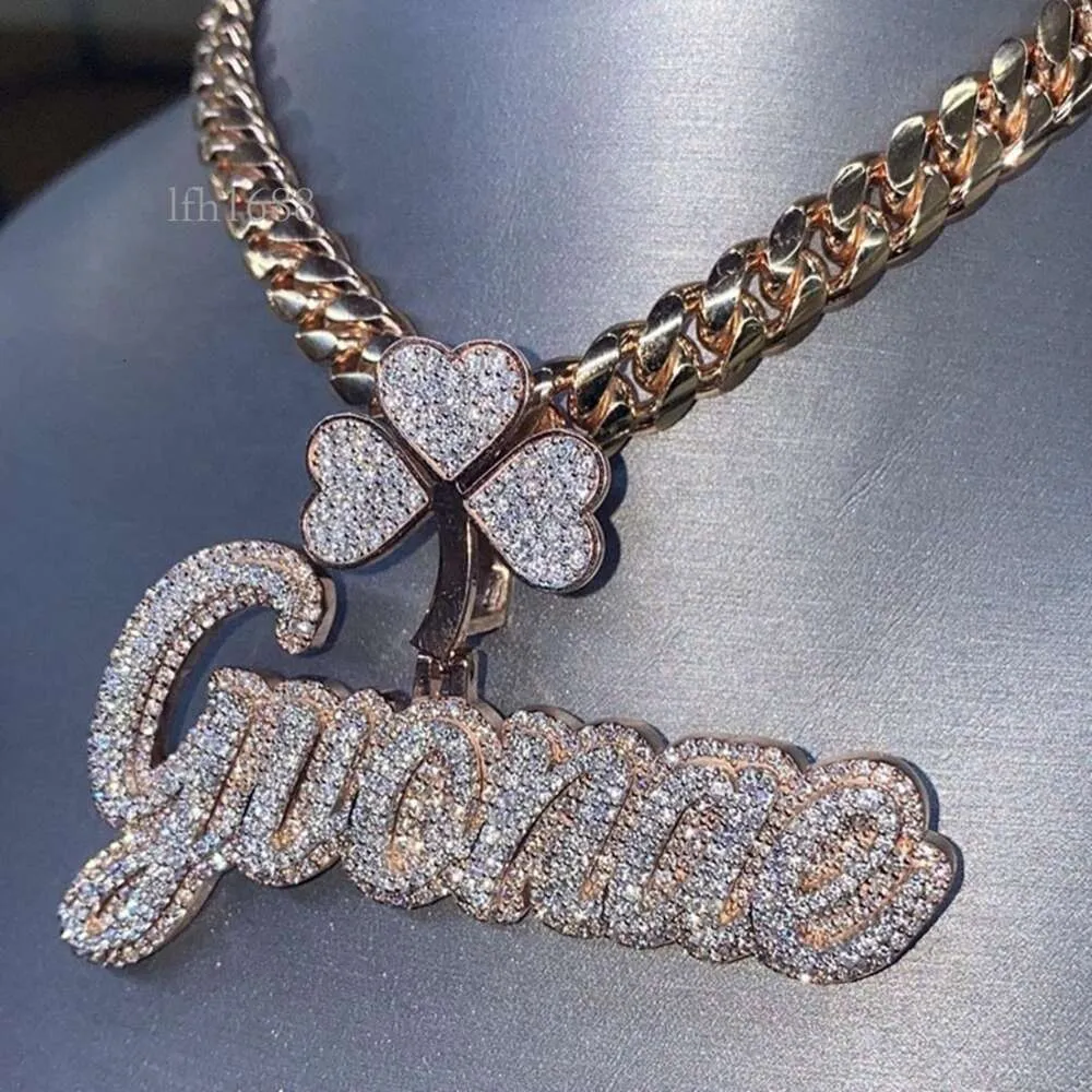 Custom Bust Down Iced Out Gra Certificate Lab Diamond Vvs Moissanite Diamond Custom Name Necklaces