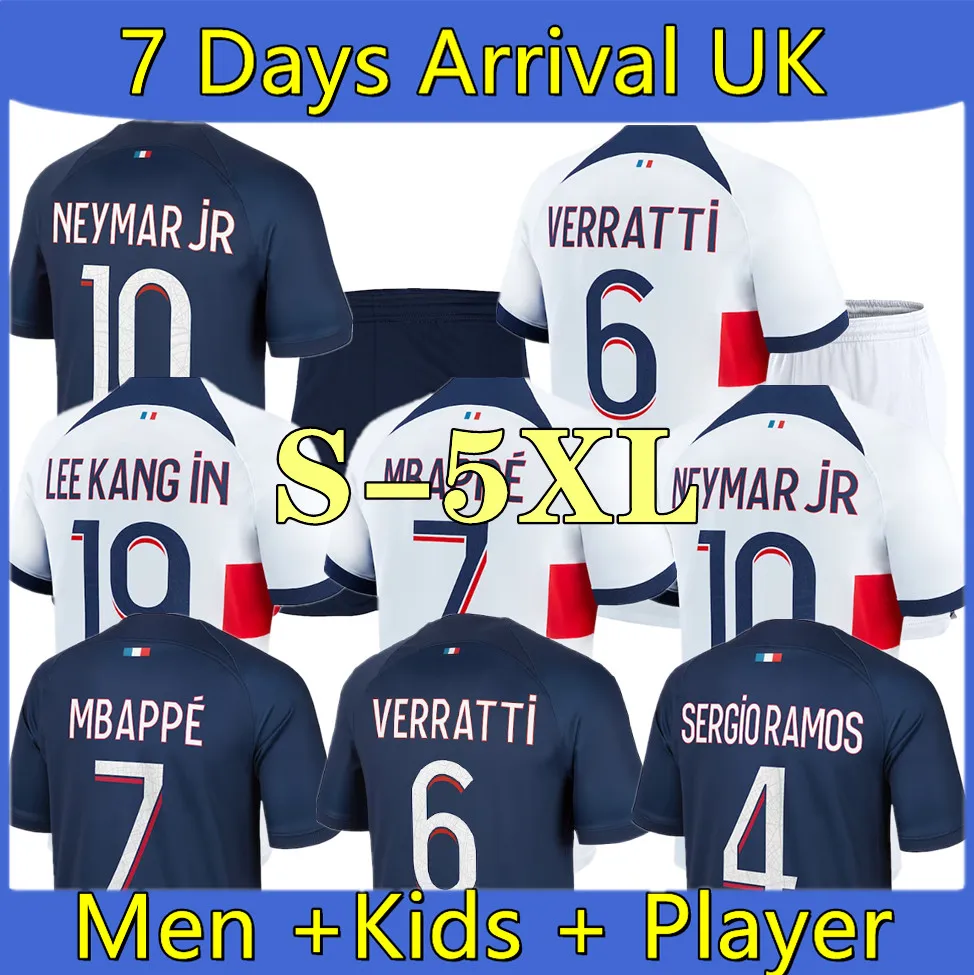 23 24 S-5XL MBAPPE PLAYER Jersey de football SERGIO RAMOS Maillots de football 2023 2024 Verratti Marquinhos pSGS HAKIMI Kit enfants chemise uniformes maillot pied troisième